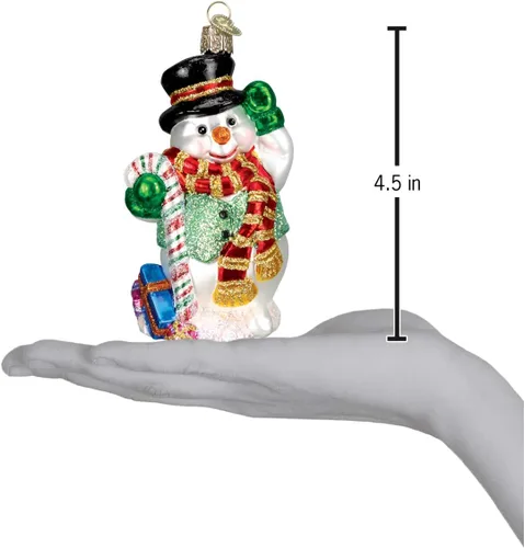 Miniatura 3 de Old World Christmas - Adorno de muñeco de nieve con bastón de caramelo hecho a mano, adorno de vidrio soplado para el árbol de Navidad, colección