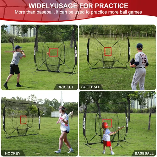 Miniatura 7 de BaseGoal Red de práctica de sóftbol de béisbol de 7 x 7 pies, respaldo de béisbol, con camiseta de bateo, para golpear lanzar, batear, atrapar