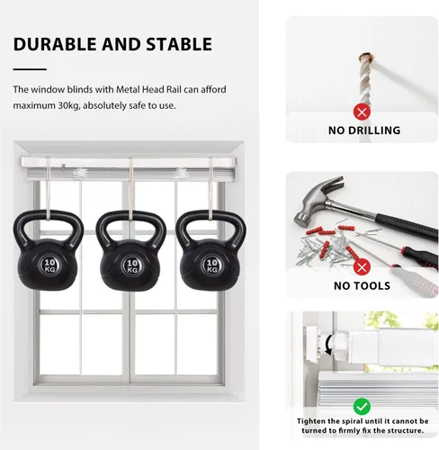 Miniatura 4 de LazBlinds sin herramientas sin taladro persianas mini de vinilo de 1 pulgada, persianas inalámbricas para ventanas, persianas y cortinas