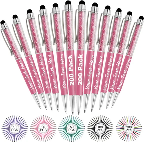 Miniatura 25 de Bolígrafos personalizados con nombre y texto, bolígrafos de diamantes de cristal personalizados a granel, 10 bolígrafos, regalos para mujeres