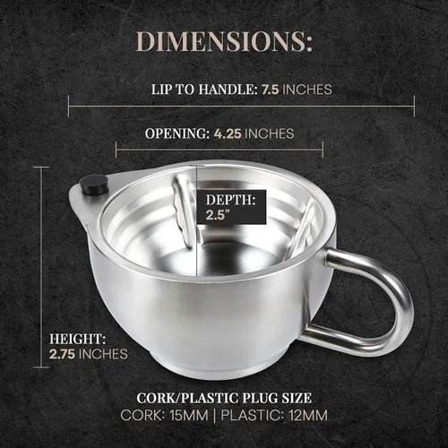 Miniatura 3 de Naked Armor Silver Fox - Juego de taza de afeitar con afeitadora, tazón de afeitar de acero inoxidable de doble pared con afeitadora recta, cepillo