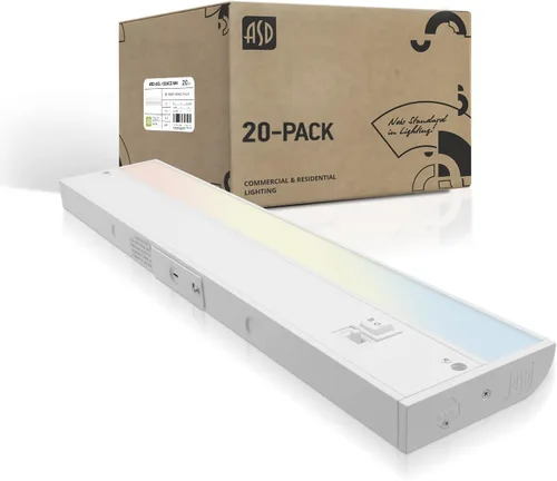 Miniatura 9 de ASD Iluminación LED de 45 cm para debajo del gabinete enchufable o cableada, interruptor alto/bajo/apagado, 8W 120V 3 CCT 2700K/3000K/4000K CRI90+