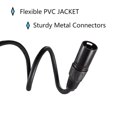 Miniatura 6 de MFL. Cable DMX flexible de 10 pies de señal de 3 pines XLR macho a hembra, cable para iluminación de escenario, luces de DJ, impedancia de 110