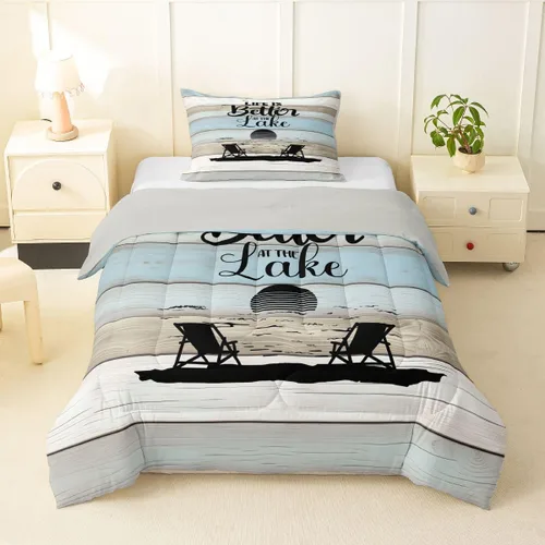 Miniatura 12 de Erosebridal Juego de edredón de ancla náutica, juego de ropa de cama con brújula oceánica, tamaño individual para niños, adolescentes y adultos