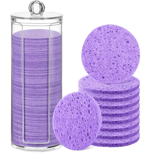 Miniatura 10 de 120 esponjas faciales comprimidas, exfoliantes faciales naturales, esponjas faciales desechables para limpieza, almohadillas faciales redondas