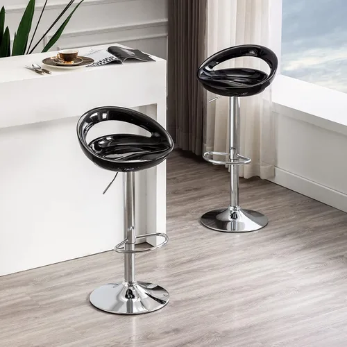 Miniatura 2 de DUHOME Juego de 2 taburetes de bar ABS ajustables giratorios, 2 piezas para isla de cocina, bar y pub (negro)