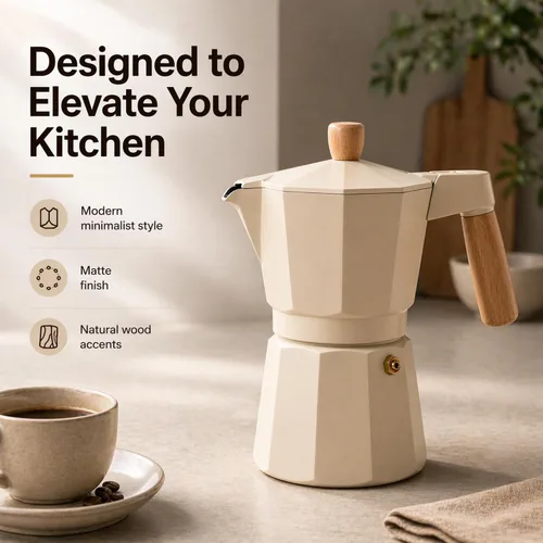 Miniatura 8 de ANGORA BRANDS Vondra - Olla de aluminio para moka (2 a 6 tazas), cafetera espresso para estufa, cafetera italiana clásica, cafetera percoladora