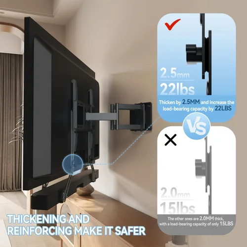 Miniatura 3 de C YECEN Barra de sonido se monta debajo de la TV o encima del televisor, soporte de barra de sonido ajustable en altura y profundidad, con brazos