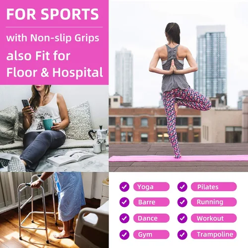 Miniatura 5 de Busy Socks Paquete de 2 calcetines antideslizantes para yoga, pilates, fitness, hospital, para mujeres y hombres, antideslizantes, para danza