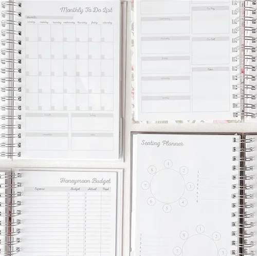 Miniatura 4 de Planificador y organizador de bodas – Lámina de oro real – Agenda de compromiso libro de regalo y calendario, diario de novia