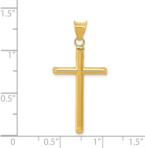 Miniatura 3 de Dije con dije de cruz 3D de oro amarillo de 14 quilates, 1.339in x 0.630in, Metal