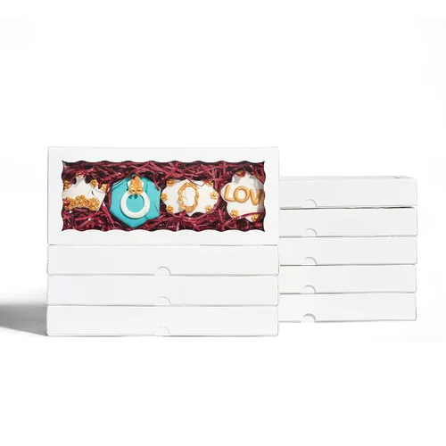 Miniatura 2 de 4 cajas de galletas blancas de primera calidad de 12 x 5 x 1.5 pulgadas, mini cajas de fresa, caja de panadería para juegos de regalo de galletas