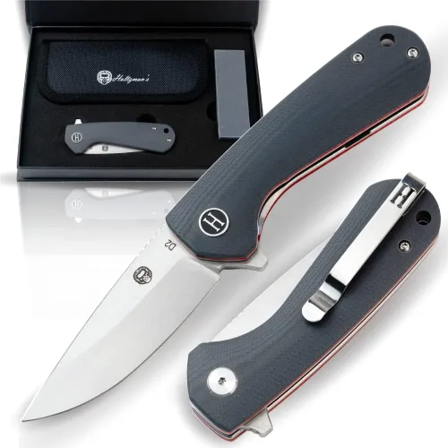 Miniatura 13 de Holtzman's Gorilla Survival Cuchillo plegable campesino con mango táctico G10, hoja de acero D2, juego de caja de regalo (negro) - Ideal para llevar