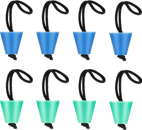 Miniatura 12 de Sumind Kit de tapones universales de silicona para botín de kayak de 1.57 pulgadas, 8 piezas, orificios de drenaje, tapón con cordón para sentarse