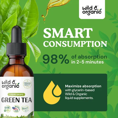 Miniatura 4 de Wild & Organic Gotas Líquidas de Extracto de Té Verde - Suplemento Antioxidante - Suplementos Naturales de Té Verde con Camellia Sinensis - Tintura