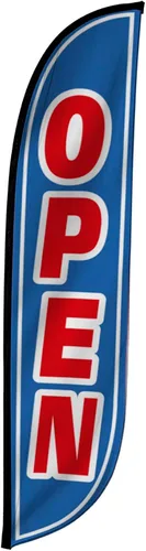 Miniatura 20 de LookOurWay Bandera de plumas – 12 pies de alto cartel publicitario solo bandera swooper, sin postes – banderas de gran apertura – rojo Abierto