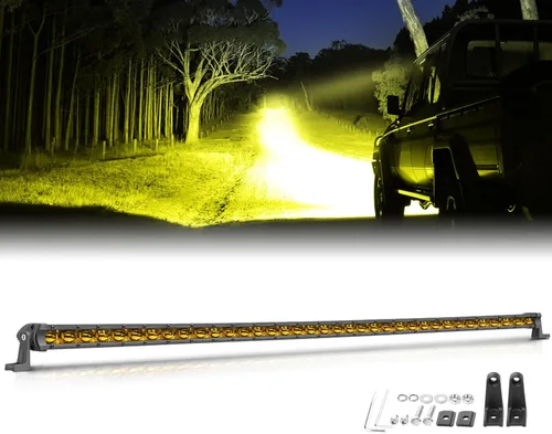 Miniatura 12 de Niwaker - Barra de luz LED ámbar de 6 pulgadas, 2 cápsulas LED de inundación de 96 W, barra de luz de conducción de una sola fila, luces de marcha