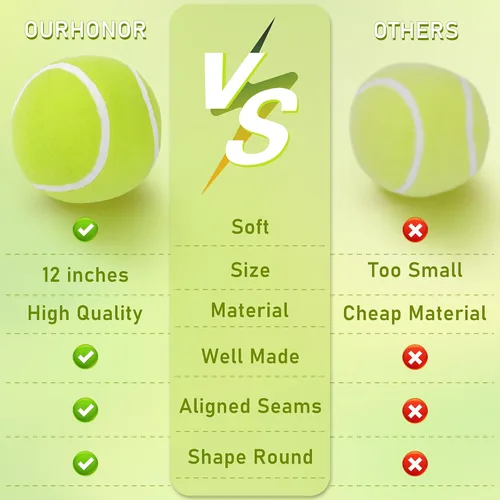 Miniatura 2 de OurHonor Pelota de Tenis de Peluche, 11.8" Juguete de Peluche de Tenis Suave Almohada Decorativa Tennisball Peluches de Tenis Esponjosos Regalo