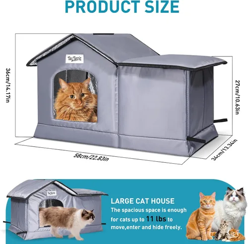 Miniatura 4 de TailTastic Casa para Gatos de Exterior Resistente a la Intemperie y Aislada - Base Sin Costuras se Mantiene Seca, Fácil Montaje, Refugio Cálido