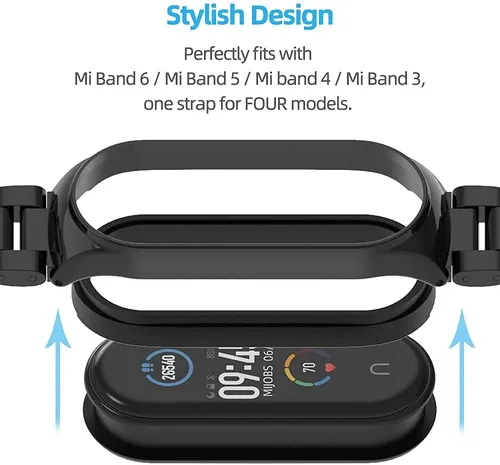 Miniatura 3 de Mi Band 6 Mi Band 5 Correa para Xiaomi Mi Band 4 3, Correa de reloj de acero inoxidable Pulsera de repuesto de metal para Mi Smart Band 6