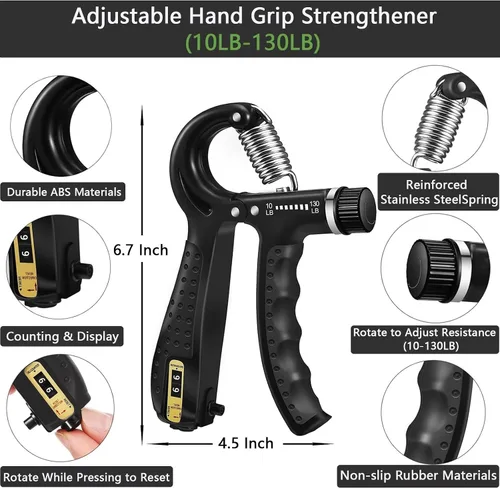 Miniatura 3 de Kit de entrenamiento de fuerza de agarre (paquete de 5), fortalecedor de agarre y antebrazo, fortalecedor de dedos, agarre de mano de resistencia
