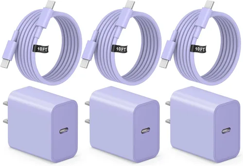 Miniatura 9 de Cargador USB C tipo C de carga rápida de 10 pies de largo para iPhone 17, 16, 15, paquete de 3 cargadores rápidos USB C para iPhone 17/17 Plus/17