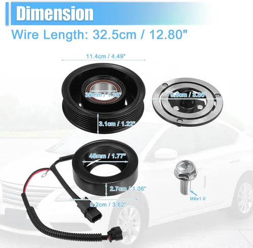 Miniatura 5 de X AUTOHAUX 1 juego de compresor de CA Kit de embrague de bobina de polea de reparación automática Compresores Asamblea para Honda Civic 4CYL 2.0L