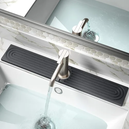 Miniatura 11 de DK177 Tapete para grifo para fregadero de cocina, bandeja de piedra absorbente de agua para fregadero, tapete de grifo de secado rápido