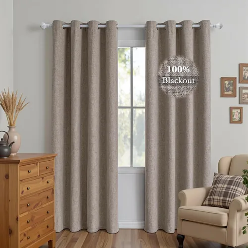 Miniatura 29 de Cortinas 100% opacas para sala de estar, juego de 2 paneles de 96 pulgadas, bloqueo de luz, pestaña trasera y bolsillo para barra, cortinas