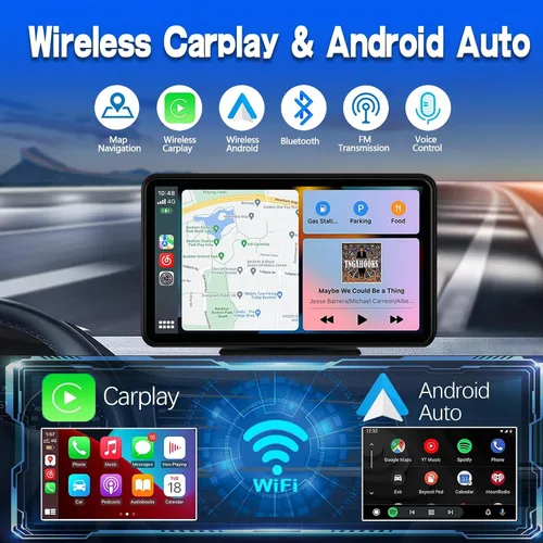 Miniatura 2 de Estéreo de auto doble DIN CarPlay y Android Auto, reproductor de pantalla táctil Bluetooth portátil HD inalámbrico de 7 pulgadas, con soporte