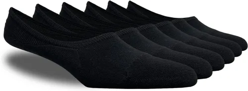 FineFit Calcetines delgados negros invisibles con tacón de silicona para hombre - 6 pares, Negro -