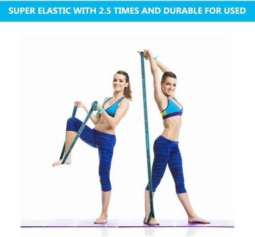Miniatura 6 de Correa elástica para estiramiento de yoga, correa elástica multibucle para terapia física, pilates, yoga, danza y gimnasia, ejercicio y banda Azul