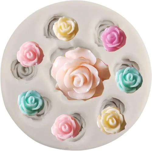 Molde de caramelo de silicona rosa Mini flor Fondant moldes de chocolate para decoración de pasteles Decoración de cupcakes Pasta de goma de (Style