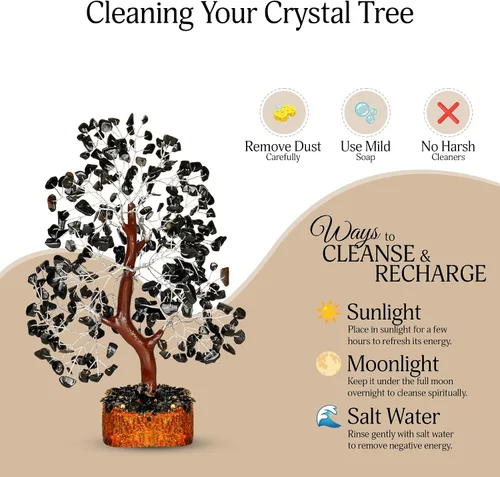 Miniatura 6 de YATSKIA - Árbol de turmalina negra con piedras preciosas - Árbol de la vida con cristales - Decoración de cristales y piedras para oficina en casa