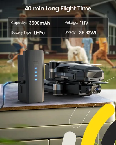 Miniatura 5 de Holy Stone HS600 - Drones con cámara para adultos con cardán de 2 ejes 4K EIS, ID remoto integrado, transmisión de rango de 6096 metros, dron