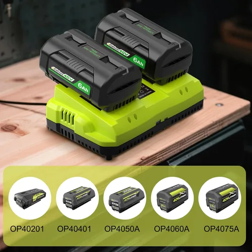 Miniatura 5 de Repuesto para cargador de batería Ryobi de 40 V, estación de carga rápida OP402 de doble puerto con USB y tipo C - Compatible con baterías OP4026