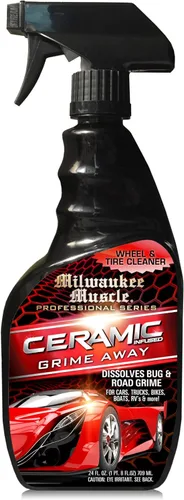 Limpiador de ruedas Grime Away, espray de 24 onzas para ruedas, llantas, neumáticos y frenos con cerámica para automóviles, motocicletas, barcos y