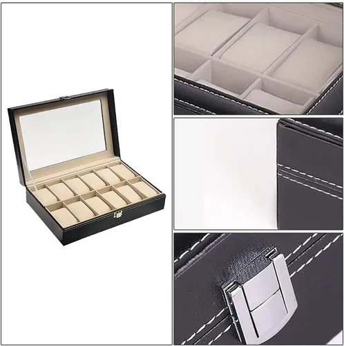 Miniatura 4 de Caja de reloj vitrina organizador de joyas con tapa de vidrio