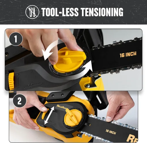 Miniatura 7 de ReliaRoads - Motosierra sin escobillas de 16 pulgadas, de 40V (2 x 20V MAX) inalámbrica con batería recargable compatible con batería DeWALT, ideal