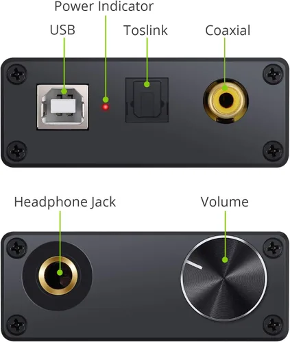 Miniatura 6 de LiNKFOR Amplificador USB DAC y auriculares, coaxial/óptico/salida de auriculares de 0.250 in, USB a coaxial S/PDIF convertidor digital a analógico