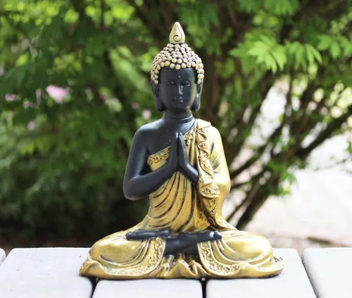 Miniatura 10 de Seraphic Estatua de cabeza de Buda para decoración del hogar o al aire libre, dorada, 13 pulgadas de alto