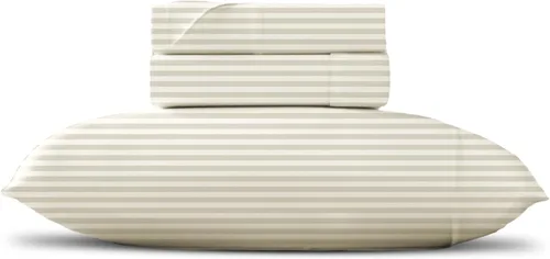 Miniatura 20 de TEXAS LINEN CO. Juego de sábanas de algodón egipcio Split King - 600 número de hilos, 5 piezas, sábanas blancas para cama ajustable, fibra 19: Raya