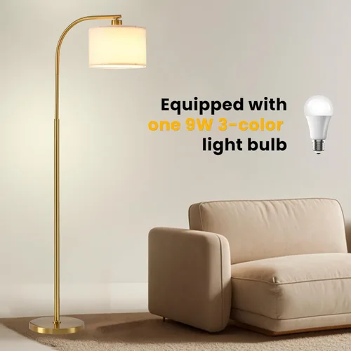 Miniatura 3 de Lámpara de pie alta para sala de estar, lámpara de pie moderna de 65'' con bombilla LED de 9W, elegante lámpara de pie con pantalla de tela, lámpara