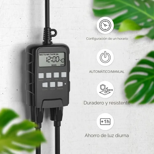 Miniatura 4 de BN-LINK Temporizador programable digital resistente para exteriores de 7 días BND/U78, 125VAC, 60Hz, doble salida, resistente a la intemperie