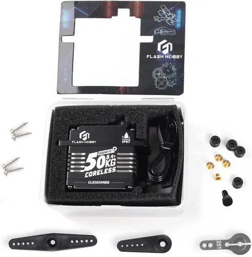 Miniatura 8 de Servo sin núcleo de 110.2 lbs, servo de alto par de torsión de 8.4 V, servo de engranaje de metal completo con IP67 impermeable y soporte magnético