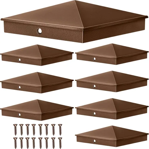 Miniatura 8 de Dunzy 1 tapa de aluminio pirámide de 6 x 6 pulgadas, cubiertas decorativas para postes de valla, funciona solo para fundas de metal de madera reales