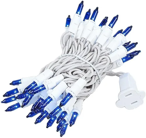 Miniatura 12 de Novelty Lights Mini cadena de luces incandescentes de 11 pies, 50 bombillas, ámbar con espacio de 2.5 pulgadas en cable blanco, mini luces de grado