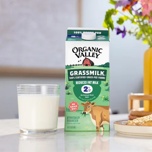 Miniatura 4 de Organic Valley Leche de pasto 100% alimentada con pasto al 2% de leche reducida en grasa, orgánica, 59 onzas líquidas
