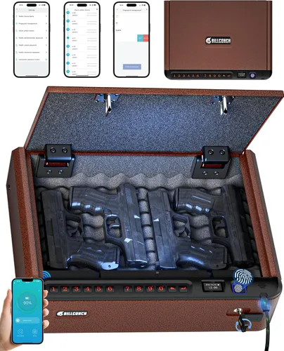 Miniatura 10 de BILLCONCH - Caja fuerte inteligente para armas con cable de seguridad - Caja fuerte biométrica para pistolas de mano con 4 formas de acceso rápido