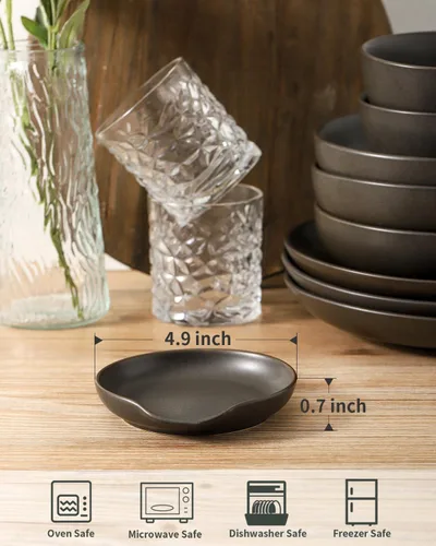 Miniatura 2 de Soporte de cuchara de cerámica, soporte para cuchara de cocina negro mate para estufa, soporte para utensilios de 4.9 pulgadas para cucharones